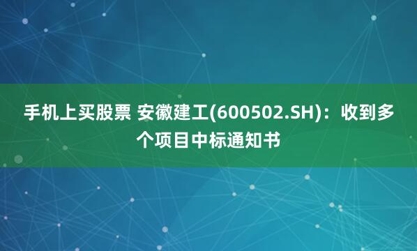 手机上买股票 安徽建工(600502.SH)：收到多个项目中标通知书